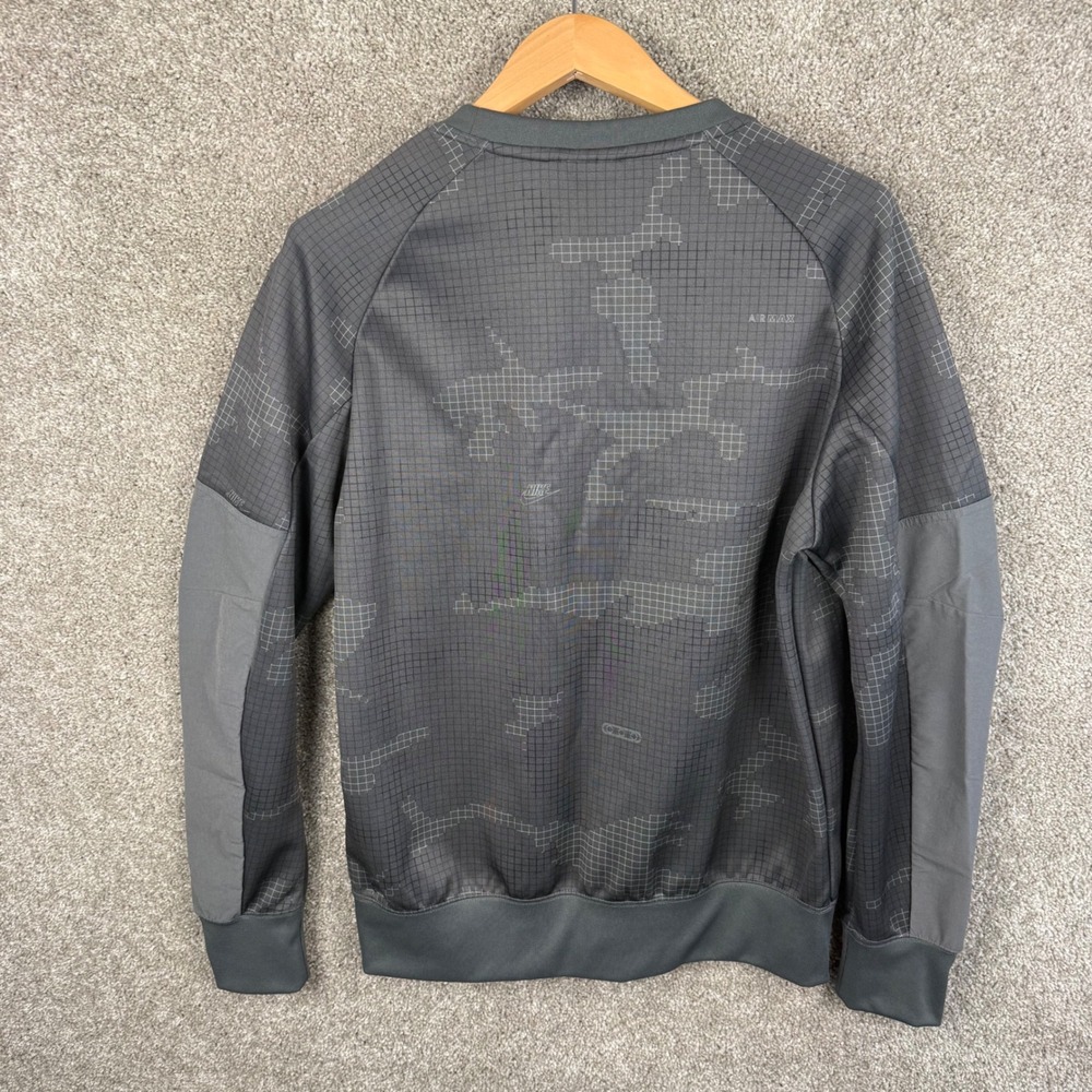 Nike Air Max Mens Grey Grid Camo Crewneck Sweatshirt Utility Arm Pocket Medium - Picture 3 of 7